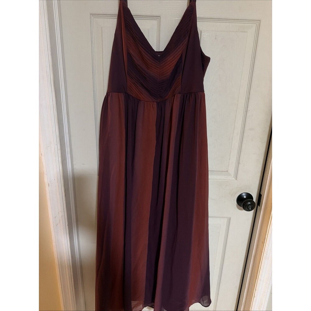 Torrid Chiffon Pleated Fall Colors Stripe Maxi Dress Plus Size 3x PurpleSundress
